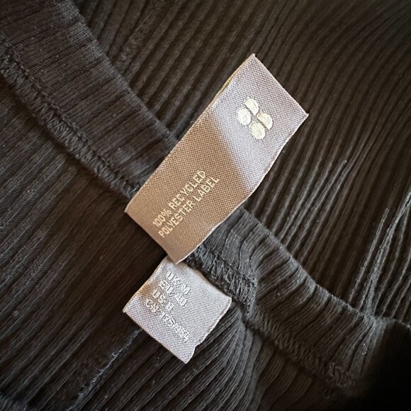 Women's 8 Sweaty Betty Black Ribbed Midi Dress Slim Fit Pleated Lettuce Hem - Picture 10 of 11